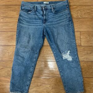 Madewell Blue Distressed Boyfriend Jeans